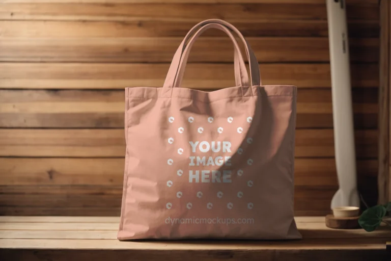 Peach Canvas Tote Bag Mockup Front View Template