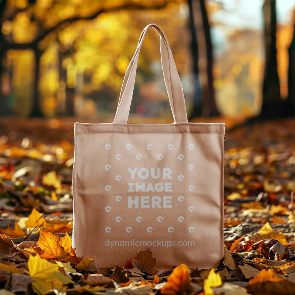 Peach Canvas Tote Bag Mockup Front View Template