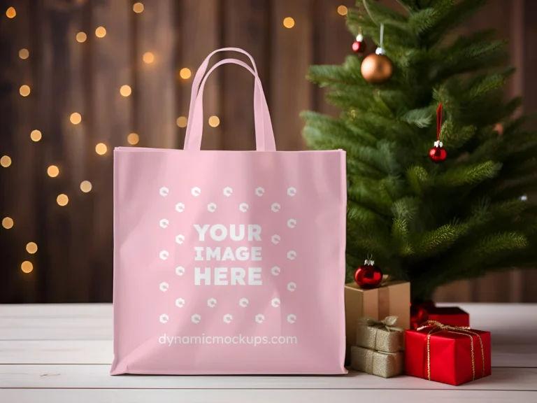 Pink Canvas Tote Bag Mockup Front View Template