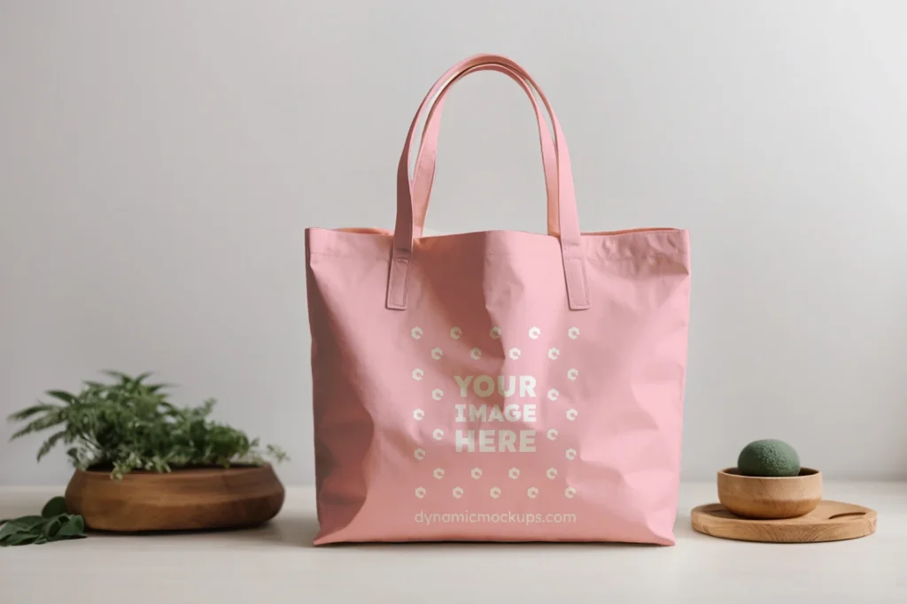 Pink Canvas Tote Bag Mockup Front View Template