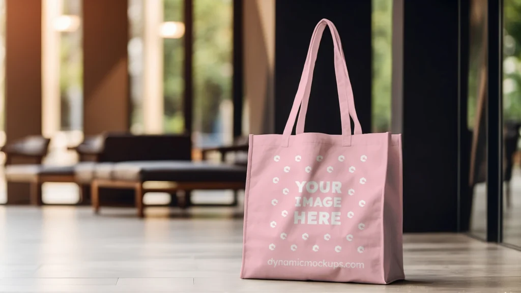 Pink Canvas Tote Bag Mockup Front View Template