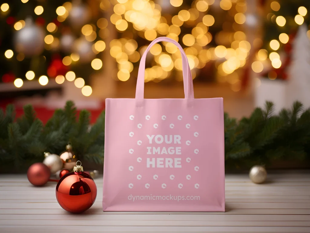 Pink Canvas Tote Bag Mockup Front View Template