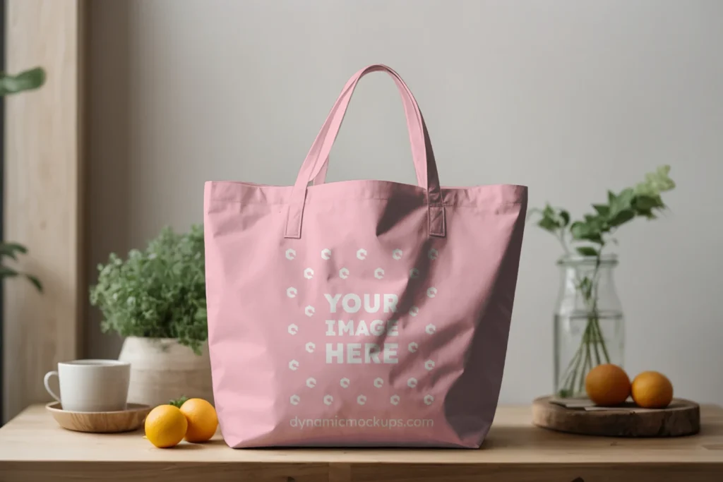 Pink Canvas Tote Bag Mockup Front View Template