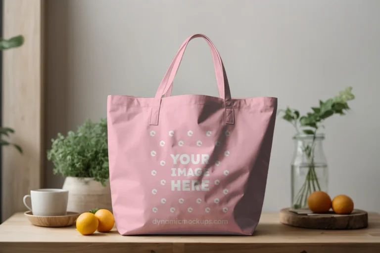 Pink Canvas Tote Bag Mockup Front View Template