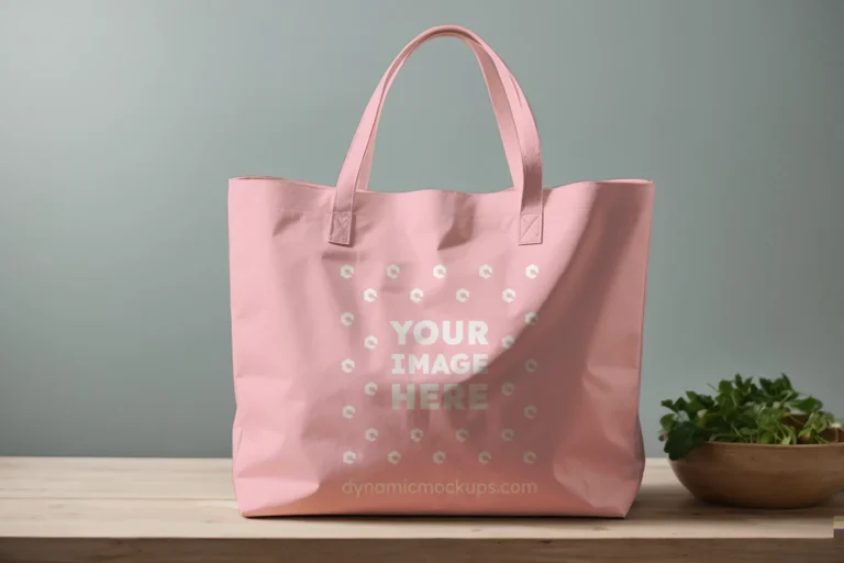 Pink Canvas Tote Bag Mockup Front View Template