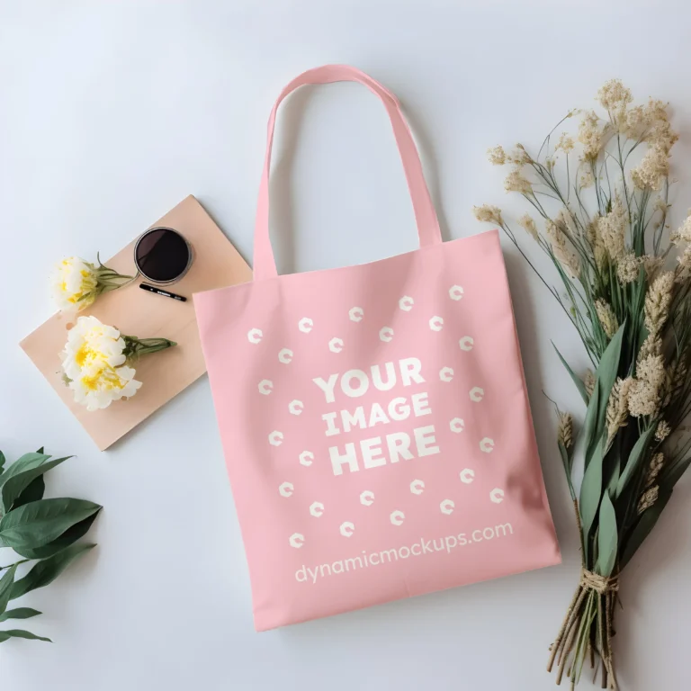 Pink Canvas Tote Bag Mockup Front View Template