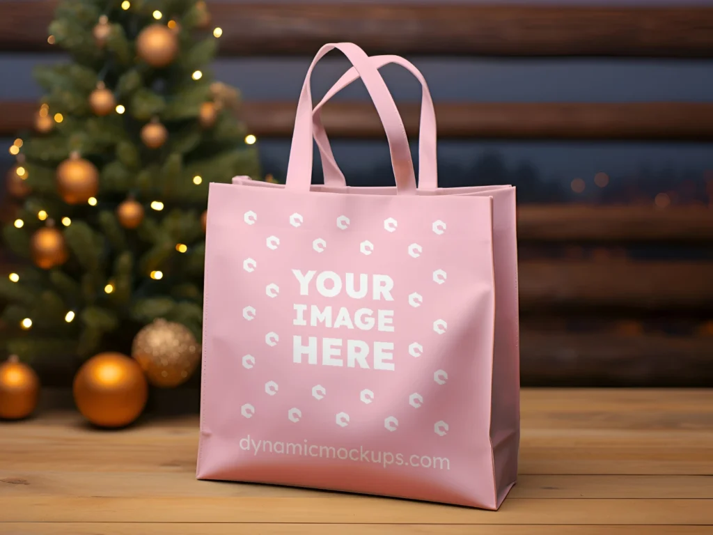 Pink Canvas Tote Bag Mockup Front View Template