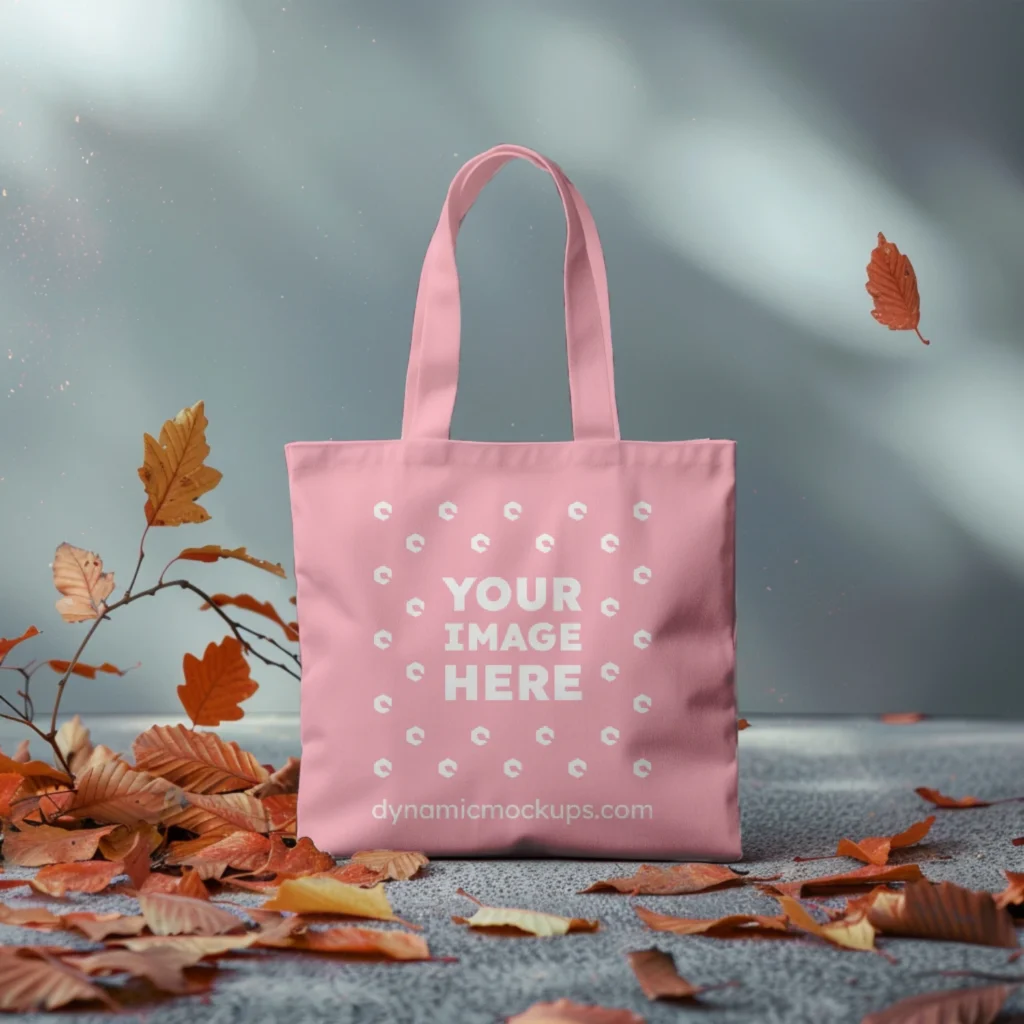 Pink Canvas Tote Bag Mockup Front View Template