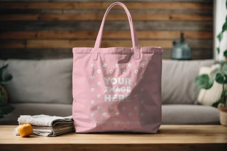 Pink Canvas Tote Bag Mockup Front View Template