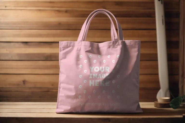 Pink Canvas Tote Bag Mockup Front View Template