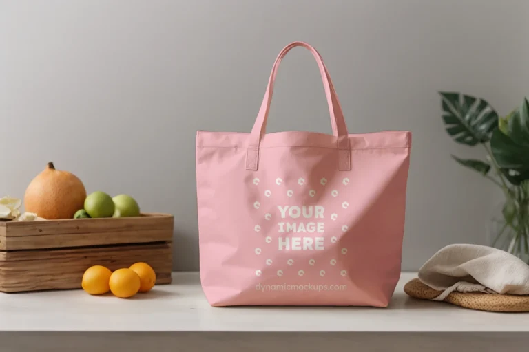 Pink Canvas Tote Bag Mockup Front View Template