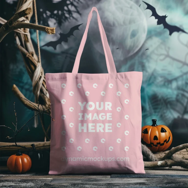 Pink Canvas Tote Bag Mockup Front View Template