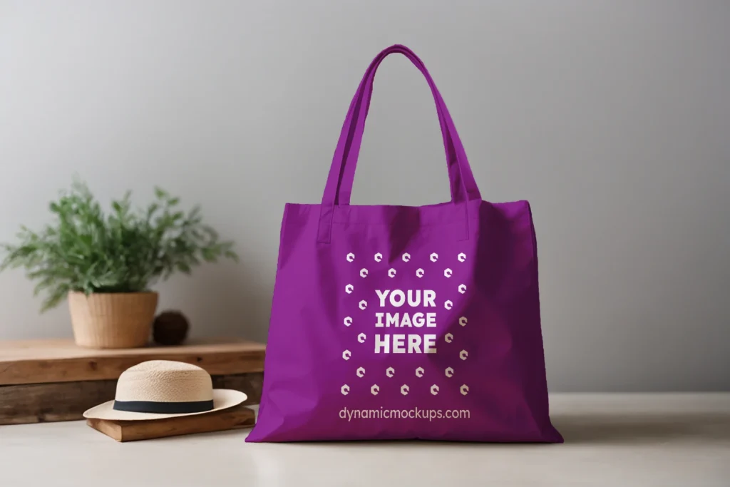 Purple Canvas Tote Bag Mockup Front View Template