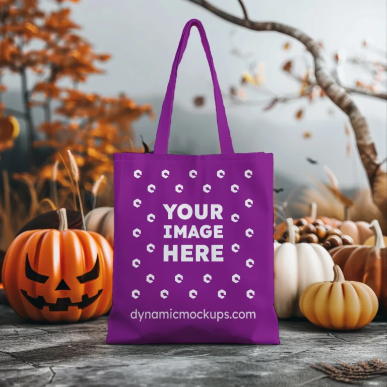 Purple Canvas Tote Bag Mockup Front View Template