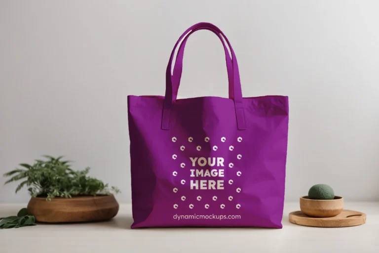 Purple Canvas Tote Bag Mockup Front View Template