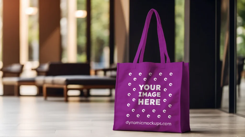 Purple Canvas Tote Bag Mockup Front View Template