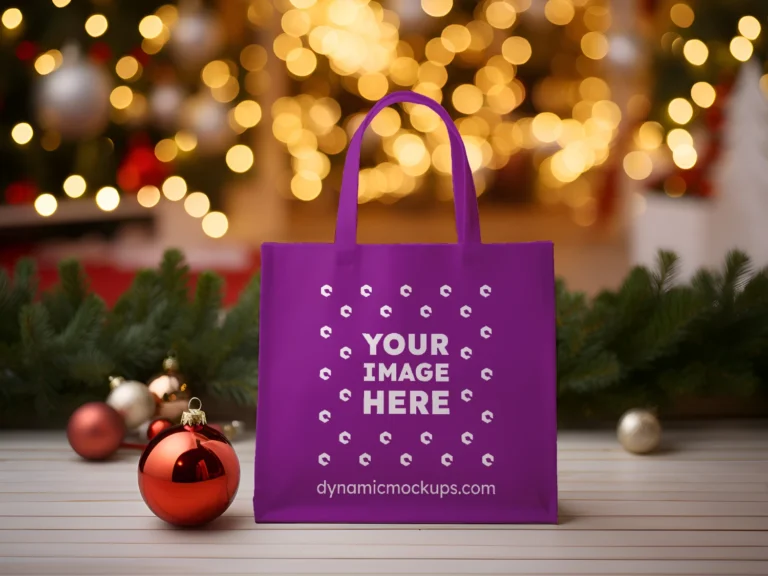 Purple Canvas Tote Bag Mockup Front View Template