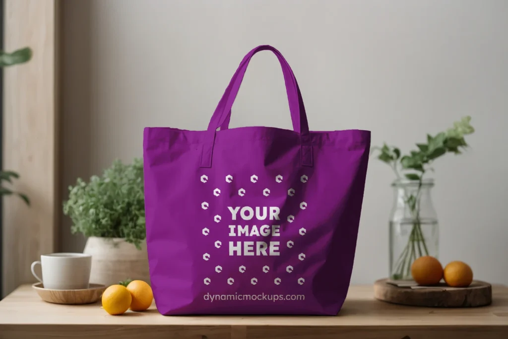 Purple Canvas Tote Bag Mockup Front View Template