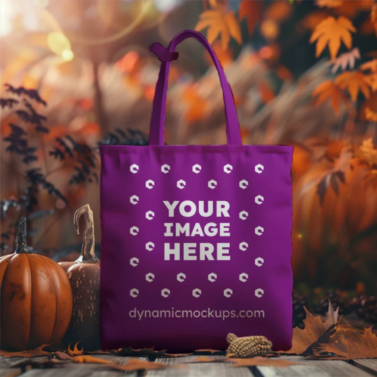 Purple Canvas Tote Bag Mockup Front View Template