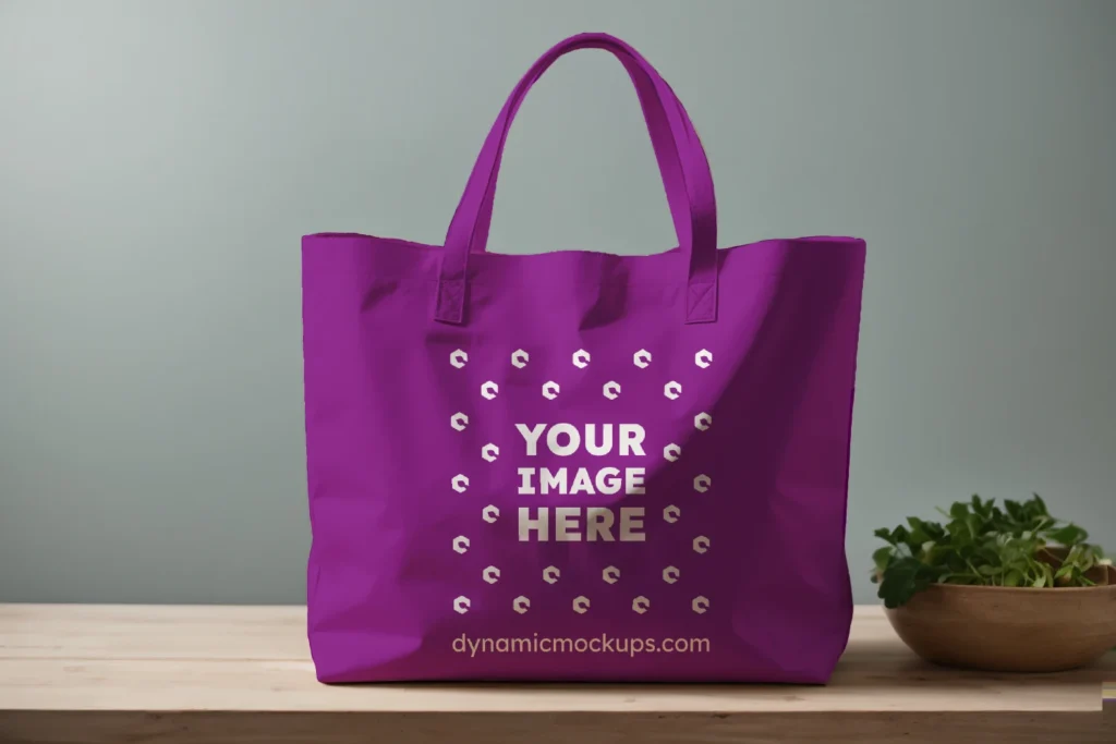 Purple Canvas Tote Bag Mockup Front View Template