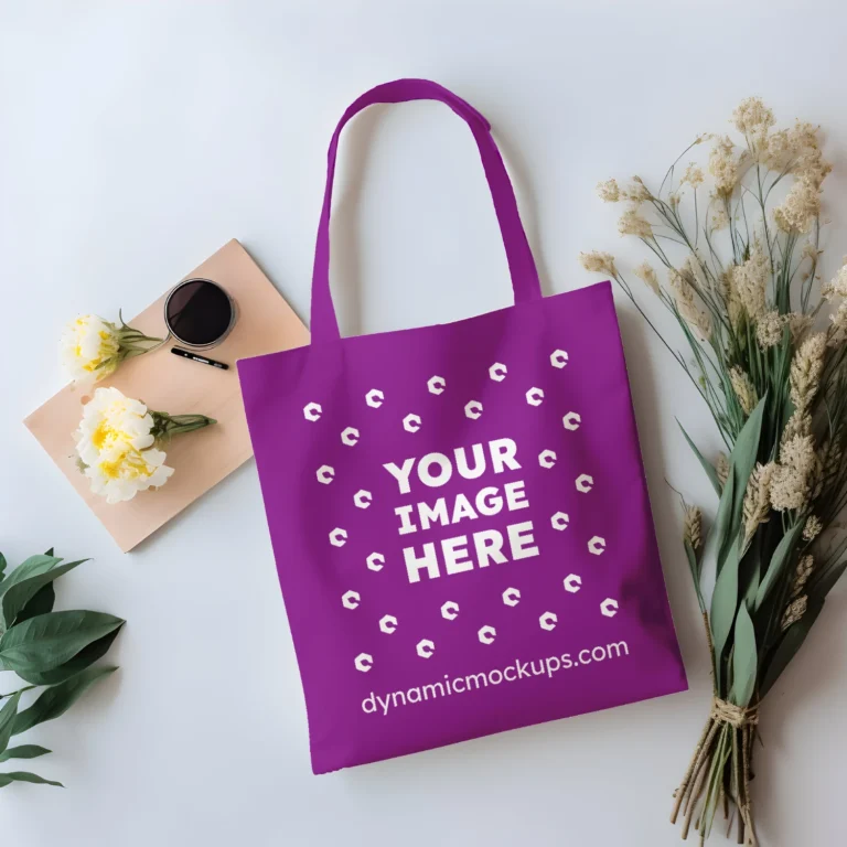 Purple Canvas Tote Bag Mockup Front View Template