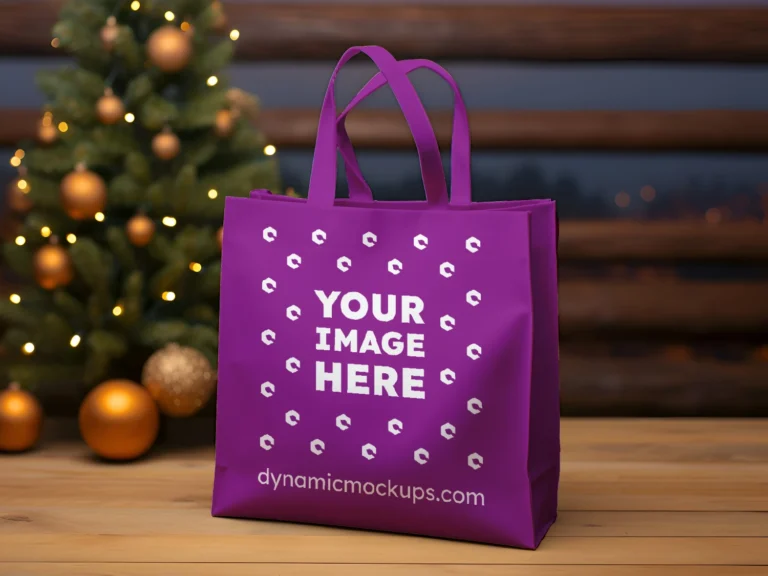 Purple Canvas Tote Bag Mockup Front View Template