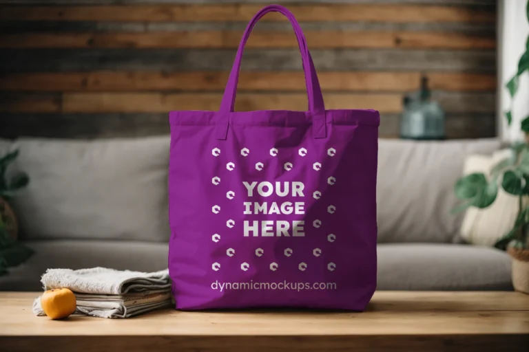 Purple Canvas Tote Bag Mockup Front View Template