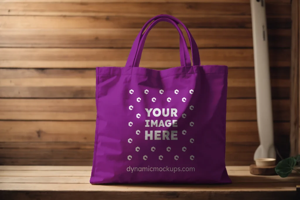 Purple Canvas Tote Bag Mockup Front View Template