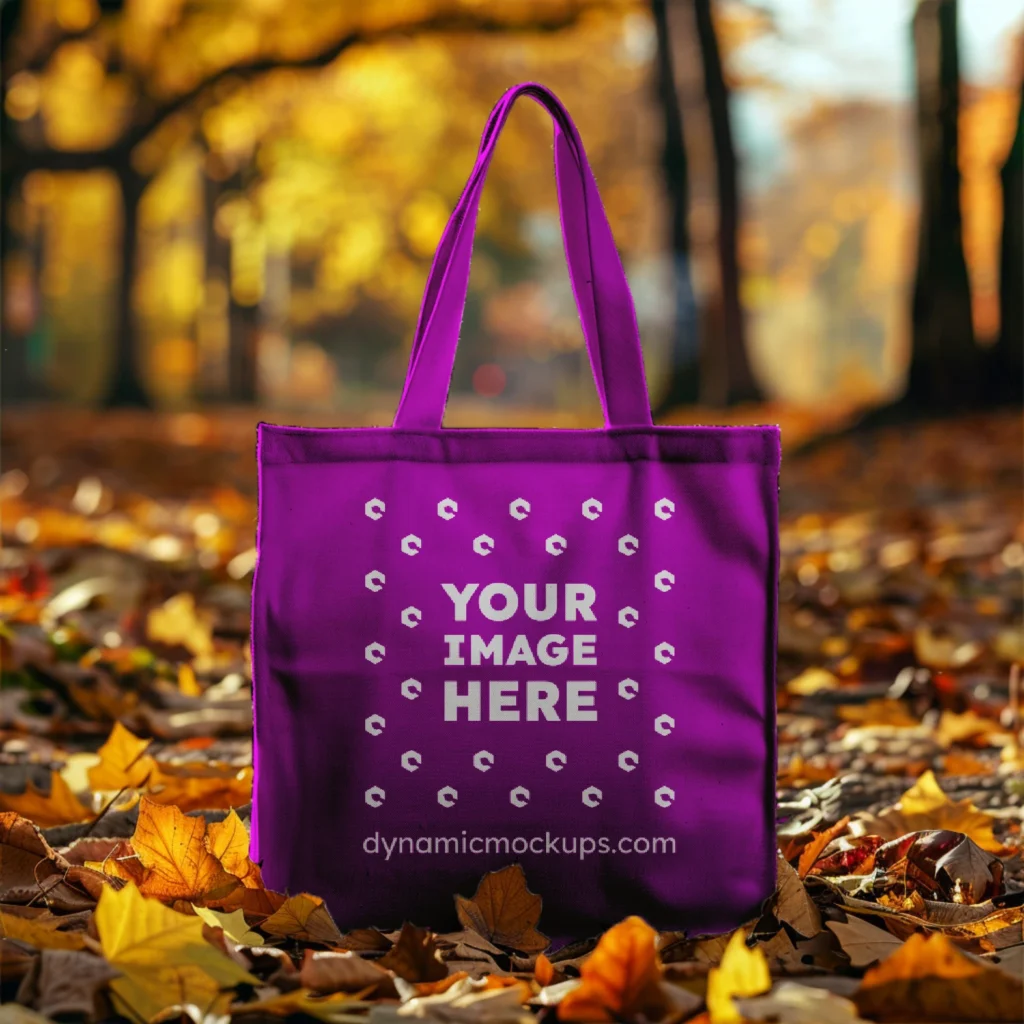 Purple Canvas Tote Bag Mockup Front View Template