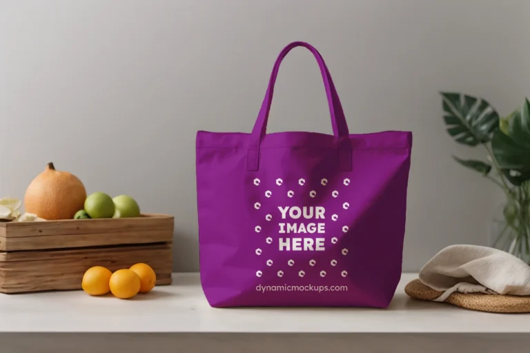 Purple Canvas Tote Bag Mockup Front View Template