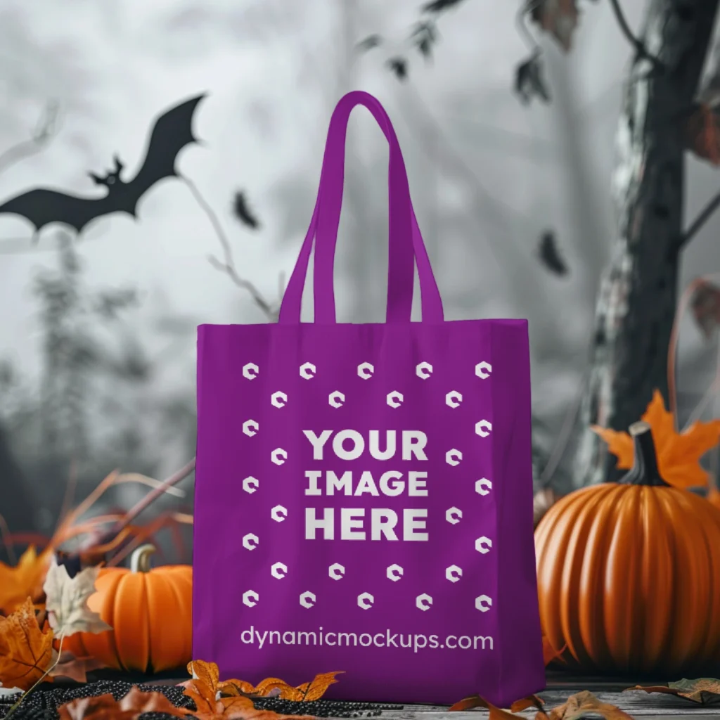 Purple Canvas Tote Bag Mockup Front View Template