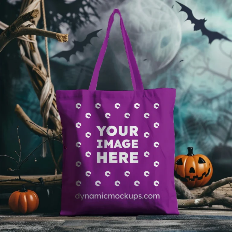 Purple Canvas Tote Bag Mockup Front View Template