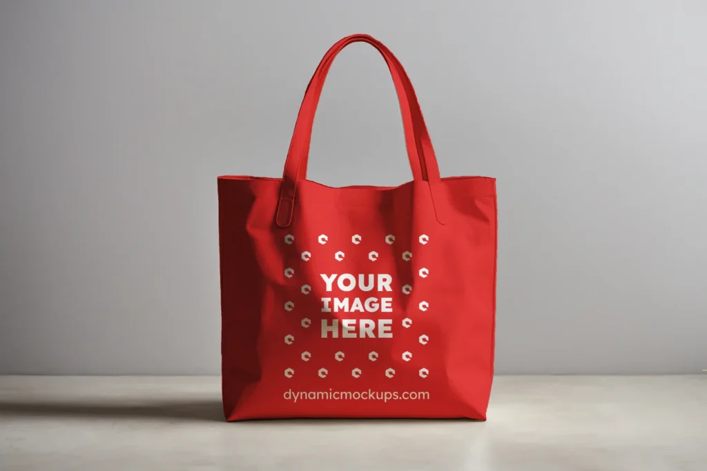 Red Canvas Tote Bag Mockup Front View Template