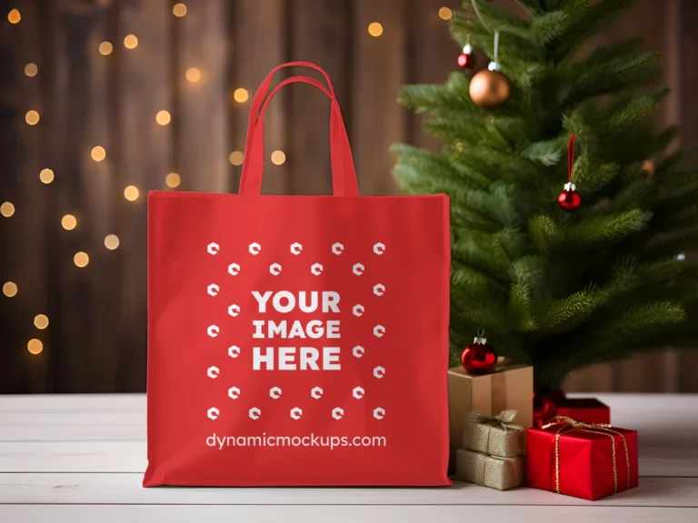 Red Canvas Tote Bag Mockup Front View Template