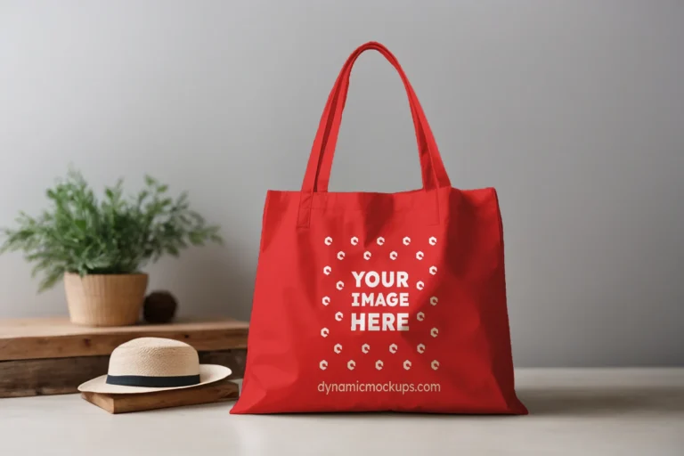 Red Canvas Tote Bag Mockup Front View Template