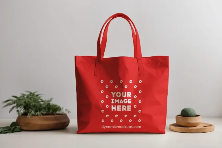 Red Canvas Tote Bag Mockup Front View Template