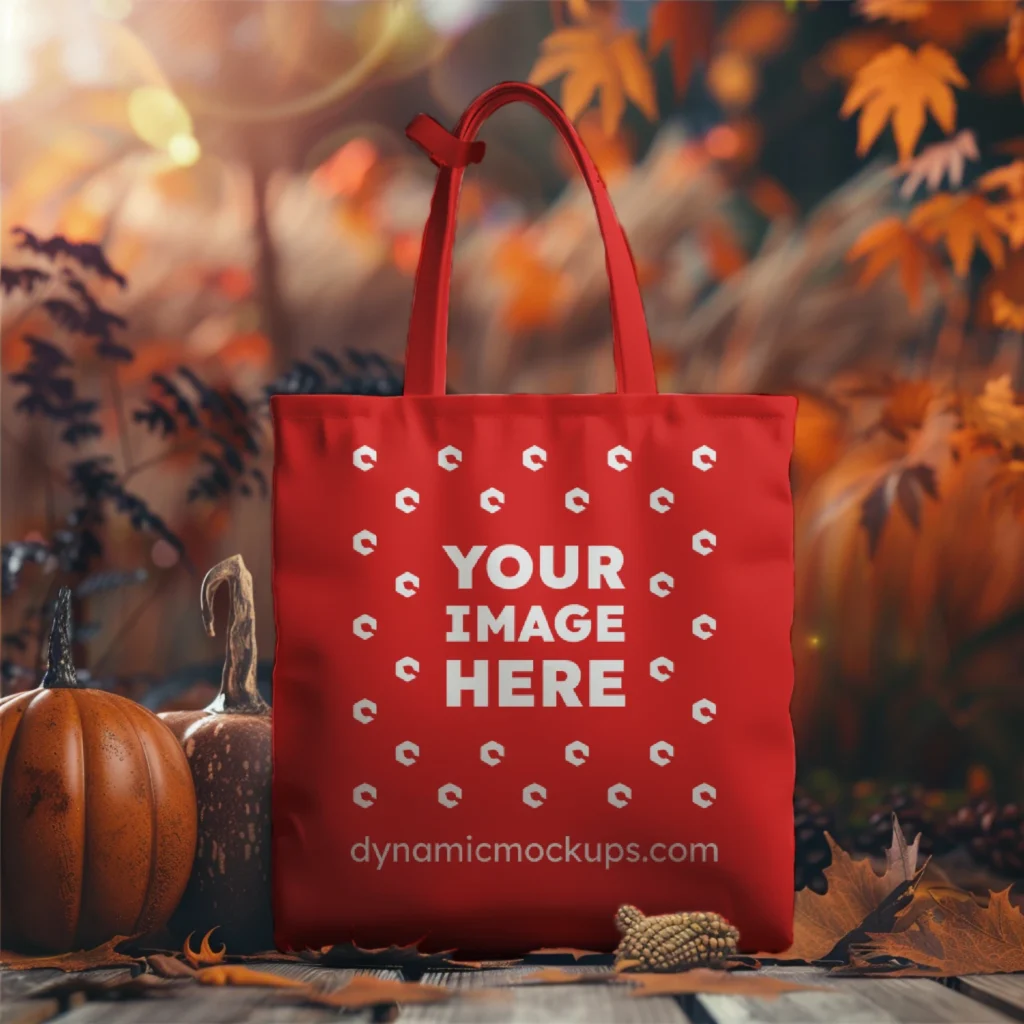 Red Canvas Tote Bag Mockup Front View Template