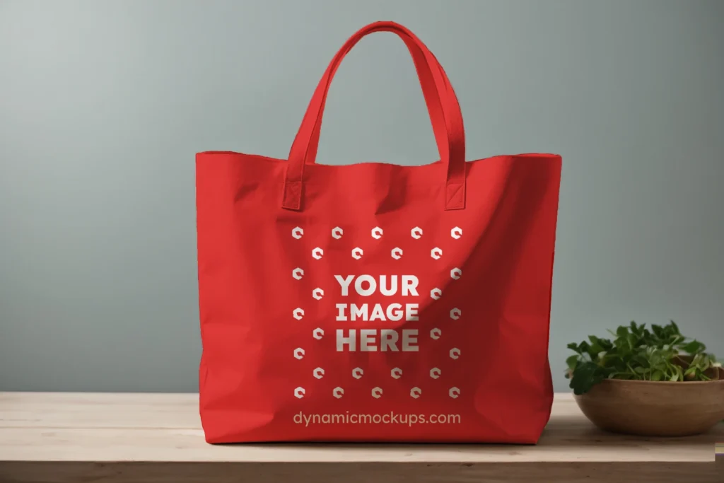 Red Canvas Tote Bag Mockup Front View Template