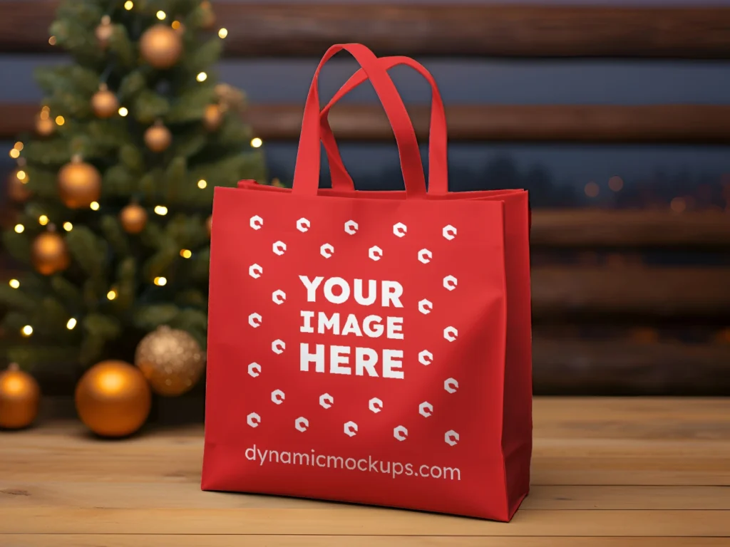 Red Canvas Tote Bag Mockup Front View Template