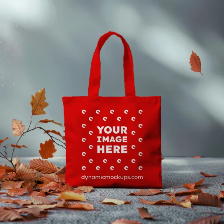 Red Canvas Tote Bag Mockup Front View Template