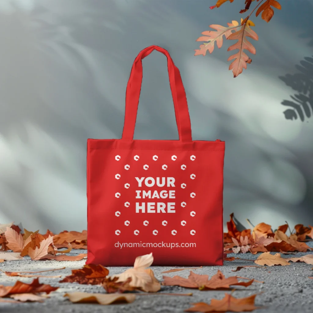 Red Canvas Tote Bag Mockup Front View Template