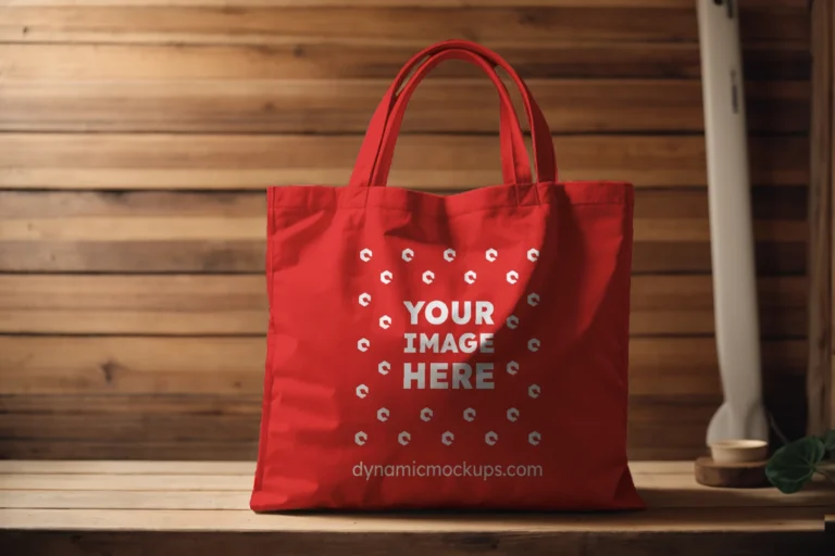 Red Canvas Tote Bag Mockup Front View Template