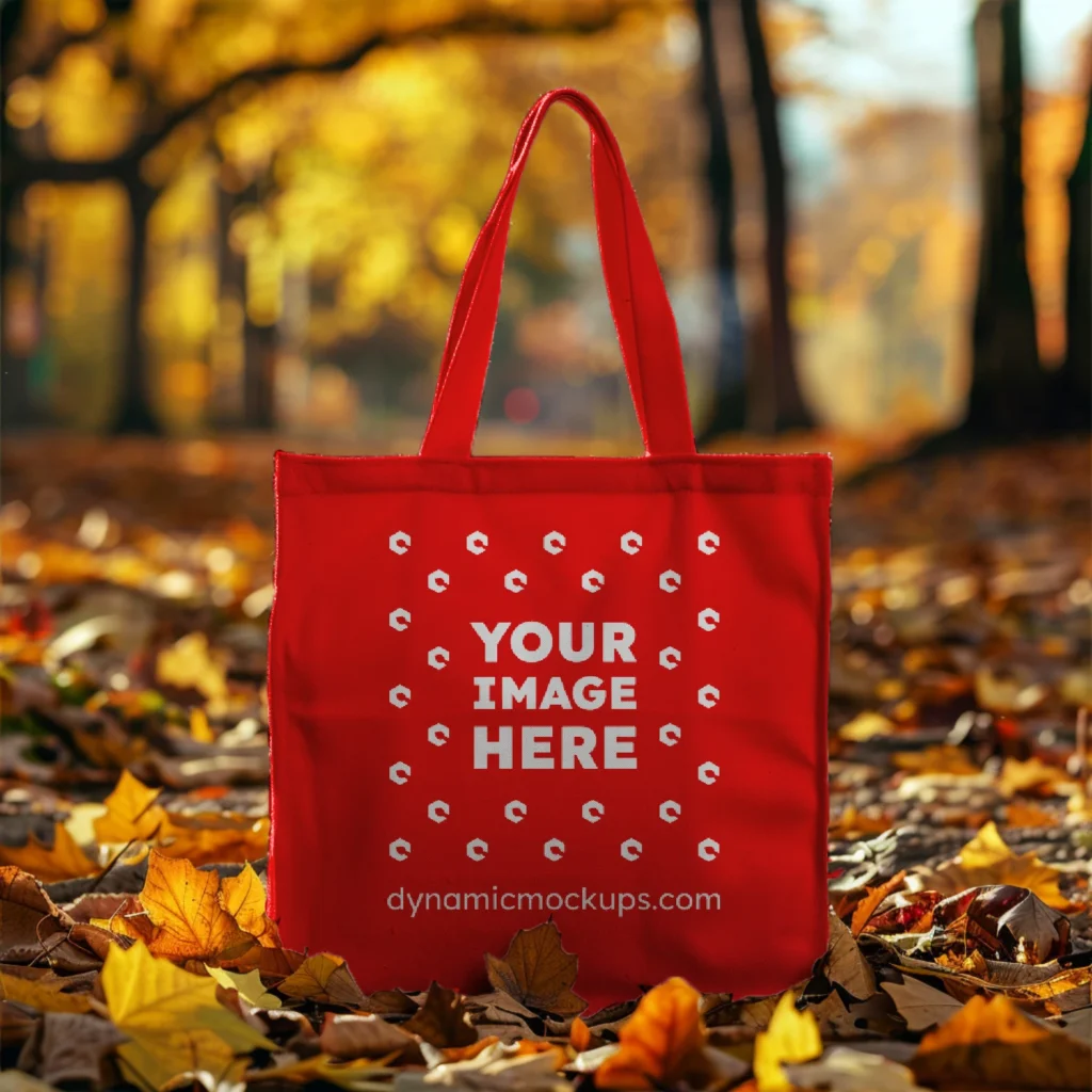 Red Canvas Tote Bag Mockup Front View Template