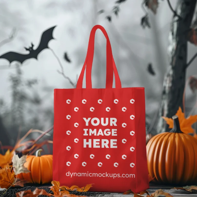 Red Canvas Tote Bag Mockup Front View Template