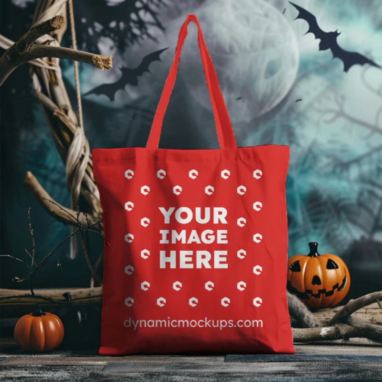 Red Canvas Tote Bag Mockup Front View Template