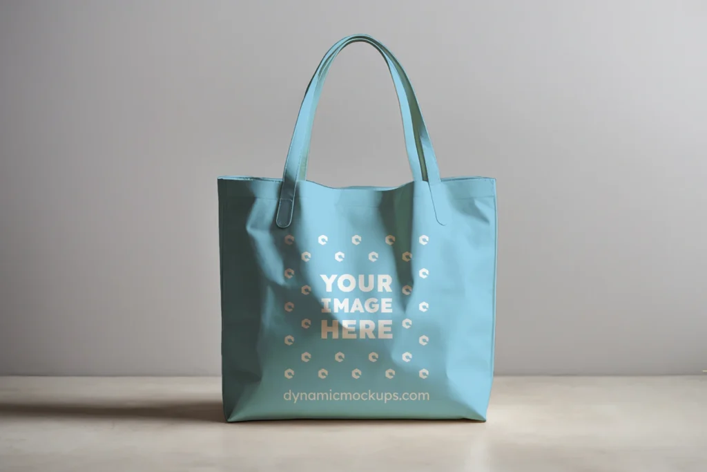 Sky Blue Canvas Tote Bag Mockup Front View Template