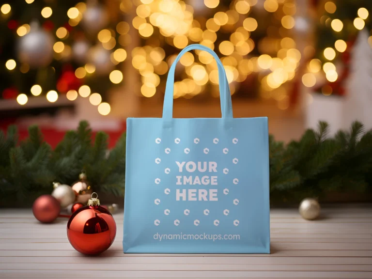 Sky Blue Canvas Tote Bag Mockup Front View Template