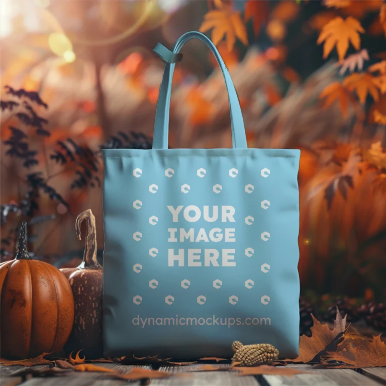 Sky Blue Canvas Tote Bag Mockup Front View Template