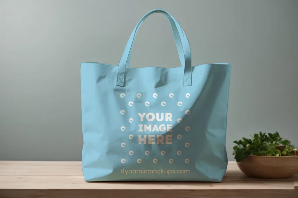 Sky Blue Canvas Tote Bag Mockup Front View Template