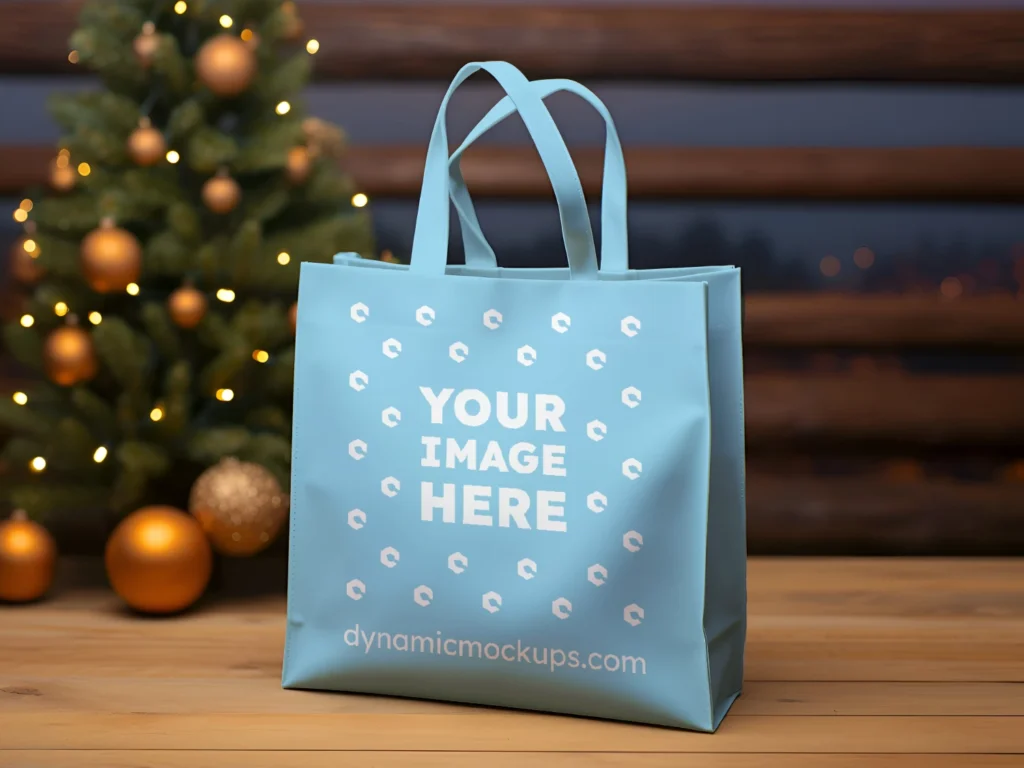 Sky Blue Canvas Tote Bag Mockup Front View Template